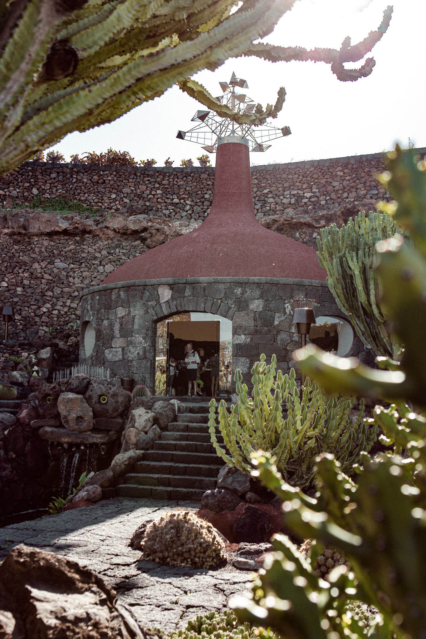 Entrée du jardin de cactus à Lanzarote